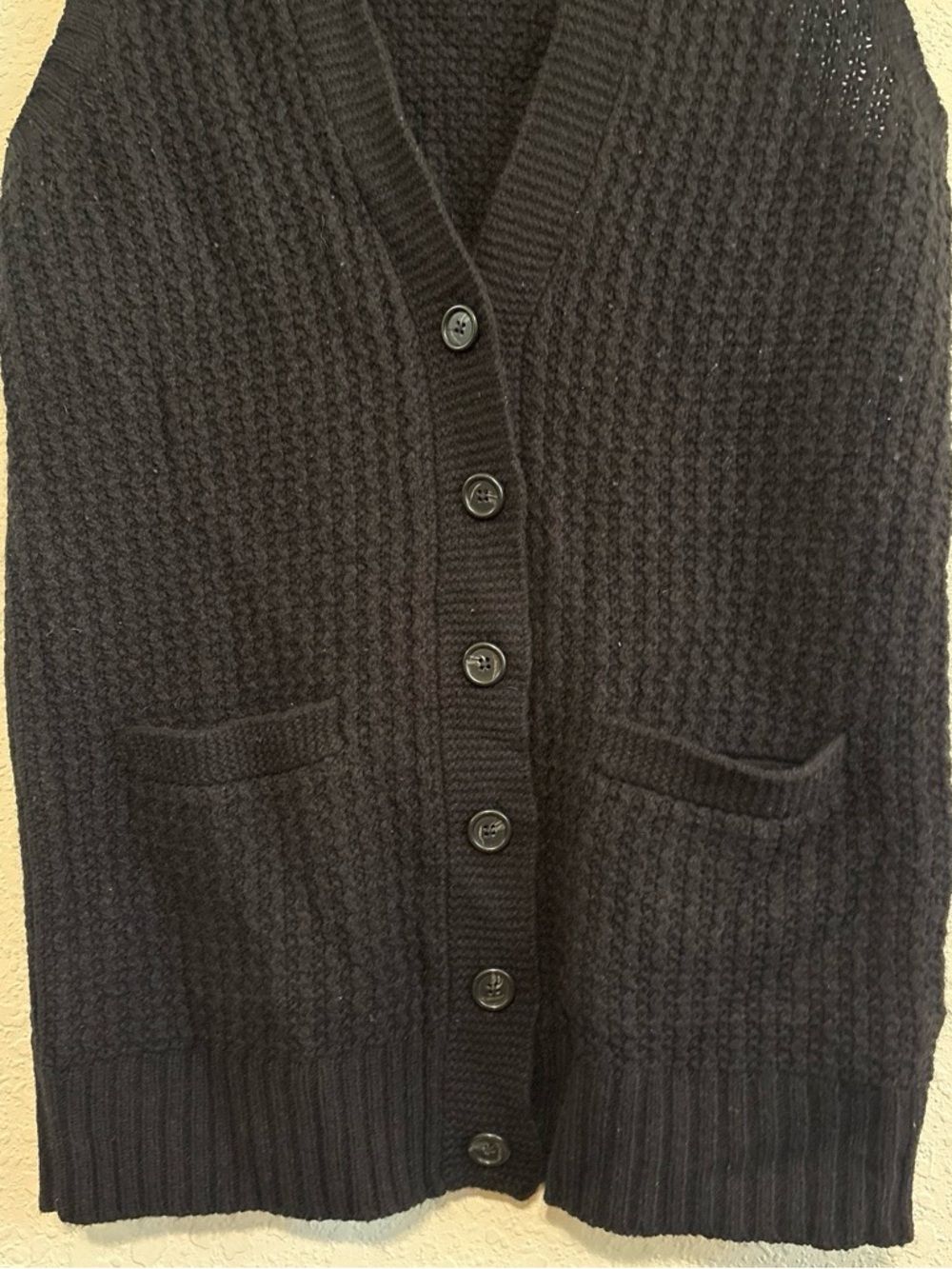 Vintage Ralph Lauren Black Merino Wool Button-Front Knit Sweater Vest - Picture 4 of 6